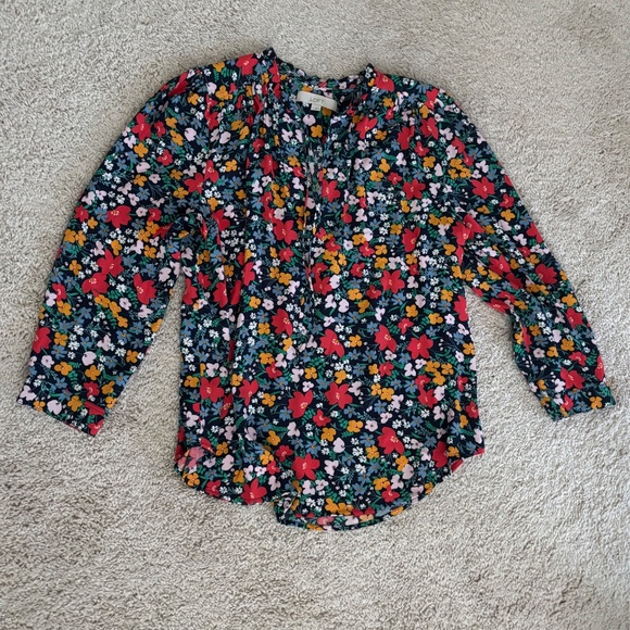 Loft Women's Floral Blouse Size L - Picture 13 of 14